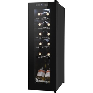 image:imageROVSUN 10W Small Wine Fridge with Compressor 12 Bottles Freestanding Wine Cooler Refrigerator with Touch Panel Control and Glass Door Wine Cellar for Red White Champagne or Sparkling 4164F12 Bottle