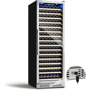image:imageROVSUN 10W Small Wine Fridge with Compressor 12 Bottles Freestanding Wine Cooler Refrigerator with Touch Panel Control and Glass Door Wine Cellar for Red White Champagne or Sparkling 4164F171 Bottle