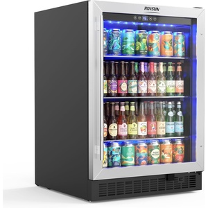 image:imageROVSUN 24 Beverage Refrigerator Cooler with Touch Panel amp Adjustable Shelf Undercounter Beverage and Wine Cooler Refrigerator for Soda Beer Builtin or Freestanding for Home Office Kitchen or Bar58 CuFt