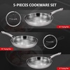 image:imageROVSUN 10Pcs Stainless Steel Cookware Set TriPly Pots and Pans Set NonToxic Kitchen Set PFOA amp PTFE Free Full Clad Frying Pans Saucepans Saute Pan amp Stock Pot Compatible for All Cooktops5Pieces Skillet with Lids