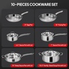 image:imageROVSUN 10Pcs Stainless Steel Cookware Set TriPly Pots and Pans Set NonToxic Kitchen Set PFOA amp PTFE Free Full Clad Frying Pans Saucepans Saute Pan amp Stock Pot Compatible for All Cooktops10Pieces Set