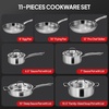 image:imageROVSUN 10Pcs Stainless Steel Cookware Set TriPly Pots and Pans Set NonToxic Kitchen Set PFOA amp PTFE Free Full Clad Frying Pans Saucepans Saute Pan amp Stock Pot Compatible for All Cooktops11Pieces Set