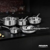 image:imageROVSUN 10Pcs Stainless Steel Cookware Set TriPly Pots and Pans Set NonToxic Kitchen Set PFOA amp PTFE Free Full Clad Frying Pans Saucepans Saute Pan amp Stock Pot Compatible for All Cooktops11Pieces Set