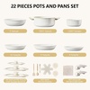image:imageROVSUN 20 Pcs Nonstick Pots and Pans Set Cast Aluminum Kitchen Cookware Set RV Kitchen Cooking Set and Utensils PFAS PFOA amp PFOS Free Black Skillet Saute Pan Soup PotCream White