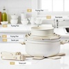 image:imageROVSUN 20 Pcs Nonstick Pots and Pans Set Cast Aluminum Kitchen Cookware Set RV Kitchen Cooking Set and Utensils PFAS PFOA amp PFOS Free Black Skillet Saute Pan Soup PotCream White