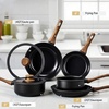 image:imageROVSUN 20 Pcs Nonstick Pots and Pans Set Cast Aluminum Kitchen Cookware Set RV Kitchen Cooking Set and Utensils PFAS PFOA amp PFOS Free Black Skillet Saute Pan Soup PotBlack
