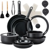 image:imageROVSUN 20 Pcs Nonstick Pots and Pans Set Cast Aluminum Kitchen Cookware Set RV Kitchen Cooking Set and Utensils PFAS PFOA amp PFOS Free Black Skillet Saute Pan Soup PotBlack