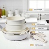 image:imageROVSUN 20 Pcs Nonstick Pots and Pans Set Cast Aluminum Kitchen Cookware Set RV Kitchen Cooking Set and Utensils PFAS PFOA amp PFOS Free Black Skillet Saute Pan Soup PotCream White