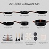 image:imageROVSUN 20 Pcs Nonstick Pots and Pans Set Cast Aluminum Kitchen Cookware Set RV Kitchen Cooking Set and Utensils PFAS PFOA amp PFOS Free Black Skillet Saute Pan Soup PotBlack