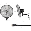image:imageROVSUN 20inch Wall Mounted Fan with BLDC Motor amp Remote Control High Velocity Industrial Wall Fan with Wired Remote 4Speed Outdoor Fan Waterproof Oscillating Wallmount Fan for Garage Gym Patio30 Wall Fan