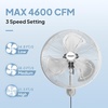 image:imageROVSUN 20inch Wall Mounted Fan with BLDC Motor amp Remote Control High Velocity Industrial Wall Fan with Wired Remote 4Speed Outdoor Fan Waterproof Oscillating Wallmount Fan for Garage Gym Patio18 Wall Fan