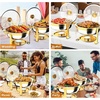 image:imageROVSUN Chafing Dishes for Buffet 4 Pack 6QT Round Chafing Dish Buffet Set with Glass Lid amp Lid Holder Stainless Steel Chafers and Buffet Warmers Sets for Party Wedding Catering Events Rose GoldGold