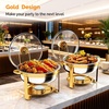 image:imageROVSUN Chafing Dishes for Buffet 4 Pack 6QT Round Chafing Dish Buffet Set with Glass Lid amp Lid Holder Stainless Steel Chafers and Buffet Warmers Sets for Party Wedding Catering Events Rose GoldGold