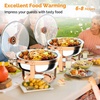 image:imageROVSUN Chafing Dishes for Buffet 4 Pack 6QT Round Chafing Dish Buffet Set with Glass Lid amp Lid Holder Stainless Steel Chafers and Buffet Warmers Sets for Party Wedding Catering Events Rose GoldRose Gold