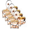image:imageROVSUN Chafing Dishes for Buffet 4 Pack 6QT Round Chafing Dish Buffet Set with Glass Lid amp Lid Holder Stainless Steel Chafers and Buffet Warmers Sets for Party Wedding Catering Events Rose GoldRose Gold