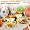 image:imageROVSUN Chafing Dishes for Buffet 4 Pack 6QT Round Chafing Dish Buffet Set with Glass Lid amp Lid Holder Stainless Steel Chafers and Buffet Warmers Sets for Party Wedding Catering Events Rose GoldGold