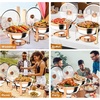 image:imageROVSUN Chafing Dishes for Buffet 4 Pack 6QT Round Chafing Dish Buffet Set with Glass Lid amp Lid Holder Stainless Steel Chafers and Buffet Warmers Sets for Party Wedding Catering Events Rose GoldRose Gold