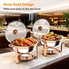 image:imageROVSUN Chafing Dishes for Buffet 4 Pack 6QT Round Chafing Dish Buffet Set with Glass Lid amp Lid Holder Stainless Steel Chafers and Buffet Warmers Sets for Party Wedding Catering Events Rose GoldRose Gold