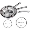 image:imageROVSUN 10Pcs Stainless Steel Cookware Set TriPly Pots and Pans Set NonToxic Kitchen Set PFOA amp PTFE Free Full Clad Frying Pans Saucepans Saute Pan amp Stock Pot Compatible for All Cooktops5Pieces Skillet with Lids