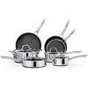 image:imageROVSUN 11 Pcs NonStick Cookware Set Stainless Steel Pots and Pans Set with Lids NonToxic Kitchen Set Chefs Pan PFOA amp PTFE Free Compatible for All Cooktops11 Pcs