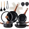 image:imageROVSUN 20 Pcs Nonstick Pots and Pans Set Cast Aluminum Kitchen Cookware Set RV Kitchen Cooking Set and Utensils PFAS PFOA amp PFOS Free Black Skillet Saute Pan Soup PotBlack