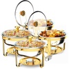 image:imageROVSUN Chafing Dishes for Buffet 4 Pack 6QT Round Chafing Dish Buffet Set with Glass Lid amp Lid Holder Stainless Steel Chafers and Buffet Warmers Sets for Party Wedding Catering Events Rose GoldGold