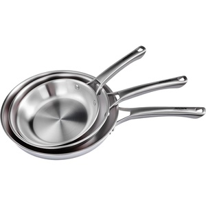 image:imageROVSUN 10Pcs Stainless Steel Cookware Set TriPly Pots and Pans Set NonToxic Kitchen Set PFOA amp PTFE Free Full Clad Frying Pans Saucepans Saute Pan amp Stock Pot Compatible for All Cooktops3Pieces Skillets