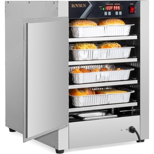 image:imageROVSUN Hot Box Food Warmer Pizza Warmer wWater Tray Removable Shelves Hot Holding Cabinet Pretzel Warmer Commercial Electric Food Warmer Countertop for Restaurant Catering 5 TierSingle Door4 TierSingle Door