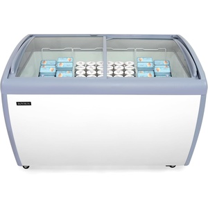 image:imageROVSUN 19 CuFt Commercial Ice Cream Freezer ETL NSF Certified 71 Ice Cream Display Case Glass Top Chest Freezer wLED Light 6 Removable Baskets Lockable Wheels Sliding Door for Store Supermaket127 CuFt