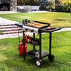 image:imageROVSUN 2 Burner Portable Propane Griddle with Electronic Ignition 20000 BTU Rolling Flat Top Gas Grill with Nonstick Enameled Tray Side Shelves amp Regulator for Outdoor Cooking Camping BBQ Tailgating2 burner wih cart