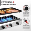 image:imageROVSUN 2 Burner Portable Propane Griddle with Electronic Ignition 20000 BTU Rolling Flat Top Gas Grill with Nonstick Enameled Tray Side Shelves amp Regulator for Outdoor Cooking Camping BBQ Tailgating4 burner