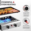 image:imageROVSUN 2 Burner Portable Propane Griddle with Electronic Ignition 20000 BTU Rolling Flat Top Gas Grill with Nonstick Enameled Tray Side Shelves amp Regulator for Outdoor Cooking Camping BBQ Tailgating2 burner
