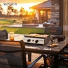 image:imageROVSUN 2 Burner Portable Propane Griddle with Electronic Ignition 20000 BTU Rolling Flat Top Gas Grill with Nonstick Enameled Tray Side Shelves amp Regulator for Outdoor Cooking Camping BBQ Tailgating2 burner