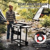 image:imageROVSUN 2 Burner Portable Propane Griddle with Electronic Ignition 20000 BTU Rolling Flat Top Gas Grill with Nonstick Enameled Tray Side Shelves amp Regulator for Outdoor Cooking Camping BBQ Tailgating2 burner wih cart