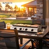 image:imageROVSUN 2 Burner Portable Propane Griddle with Electronic Ignition 20000 BTU Rolling Flat Top Gas Grill with Nonstick Enameled Tray Side Shelves amp Regulator for Outdoor Cooking Camping BBQ Tailgating4 burner