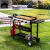 image:imageROVSUN 2 Burner Portable Propane Griddle with Electronic Ignition 20000 BTU Rolling Flat Top Gas Grill with Nonstick Enameled Tray Side Shelves amp Regulator for Outdoor Cooking Camping BBQ Tailgating4 burner with cart