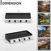 image:imageROVSUN 2 Burner Portable Propane Griddle with Electronic Ignition 20000 BTU Rolling Flat Top Gas Grill with Nonstick Enameled Tray Side Shelves amp Regulator for Outdoor Cooking Camping BBQ Tailgating4 burner