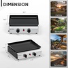 image:imageROVSUN 2 Burner Portable Propane Griddle with Electronic Ignition 20000 BTU Rolling Flat Top Gas Grill with Nonstick Enameled Tray Side Shelves amp Regulator for Outdoor Cooking Camping BBQ Tailgating2 burner