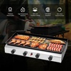 image:imageROVSUN 2 Burner Portable Propane Griddle with Electronic Ignition 20000 BTU Rolling Flat Top Gas Grill with Nonstick Enameled Tray Side Shelves amp Regulator for Outdoor Cooking Camping BBQ Tailgating4 burner