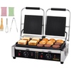 image:imageROVSUN 813 Commercial Panini Press Grill 3600W Stainless Steel Electric Countertop Sandwich Maker with Adjustable Temp 122F572F For Steak Burgers Home amp Restaurant Use 110V Silver122 x 222 x 8