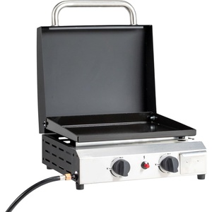 image:imageROVSUN 2 Burner Portable Propane Griddle with Electronic Ignition 20000 BTU Rolling Flat Top Gas Grill with Nonstick Enameled Tray Side Shelves amp Regulator for Outdoor Cooking Camping BBQ Tailgating2 burnerlid