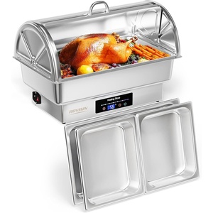 image:imageROVSUN 9 QT Electric Chafing Dishes for Buffet 3 Pack Roll Top Chafing Dish Buffet Set with Temperature Control Chafers and Buffet Warmers with Full amp Half Size Pan for Party Wedding Catering1 Pack