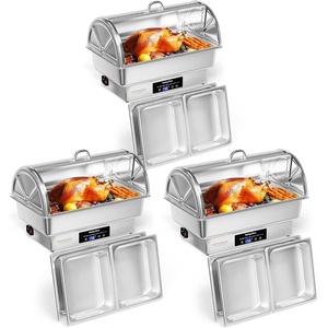 image:imageROVSUN 9 QT Electric Chafing Dishes for Buffet 3 Pack Roll Top Chafing Dish Buffet Set with Temperature Control Chafers and Buffet Warmers with Full amp Half Size Pan for Party Wedding Catering3 Pack