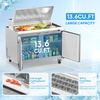 image:imageROVSUN 49 W Sandwich Salad Prep Table Refrigerator ETL NSF 136 CuFt Commercial Refrigerator Salad Bar Stainless Steel w12 Pans Cutting Board Lockable Wheels Front Door for Restaurant49 W with 18 Pans