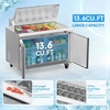 image:imageROVSUN 49 W Sandwich Salad Prep Table Refrigerator ETL NSF 136 CuFt Commercial Refrigerator Salad Bar Stainless Steel w12 Pans Cutting Board Lockable Wheels Front Door for Restaurant49 W with 12 Pans