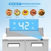 image:imageROVSUN 49 W Sandwich Salad Prep Table Refrigerator ETL NSF 136 CuFt Commercial Refrigerator Salad Bar Stainless Steel w12 Pans Cutting Board Lockable Wheels Front Door for Restaurant49 W with 12 Pans