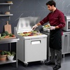 image:imageROVSUN 49 W Sandwich Salad Prep Table Refrigerator ETL NSF 136 CuFt Commercial Refrigerator Salad Bar Stainless Steel w12 Pans Cutting Board Lockable Wheels Front Door for Restaurant29 W with 12 Pans