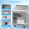 image:imageROVSUN 49 W Sandwich Salad Prep Table Refrigerator ETL NSF 136 CuFt Commercial Refrigerator Salad Bar Stainless Steel w12 Pans Cutting Board Lockable Wheels Front Door for Restaurant29 W with 8 Pans