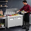image:imageROVSUN 49 W Sandwich Salad Prep Table Refrigerator ETL NSF 136 CuFt Commercial Refrigerator Salad Bar Stainless Steel w12 Pans Cutting Board Lockable Wheels Front Door for Restaurant49 W with 12 Pans