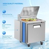 image:imageROVSUN 49 W Sandwich Salad Prep Table Refrigerator ETL NSF 136 CuFt Commercial Refrigerator Salad Bar Stainless Steel w12 Pans Cutting Board Lockable Wheels Front Door for Restaurant29 W with 8 Pans